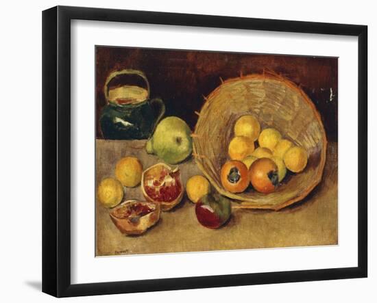 Still Life with Fruit and a Basket, (Oil on Canvas)-Nina Hamnett-Framed Giclee Print