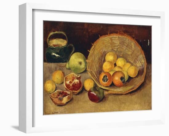 Still Life with Fruit and a Basket, (Oil on Canvas)-Nina Hamnett-Framed Giclee Print