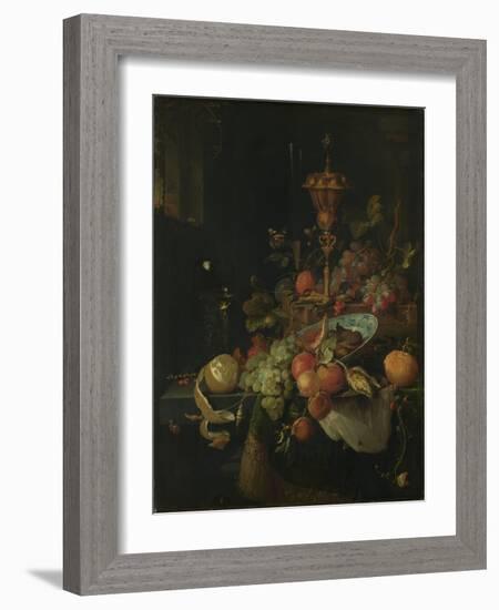 Still Life with Fruit and a Cup on Cocks Legs-Abraham Mignon-Framed Art Print