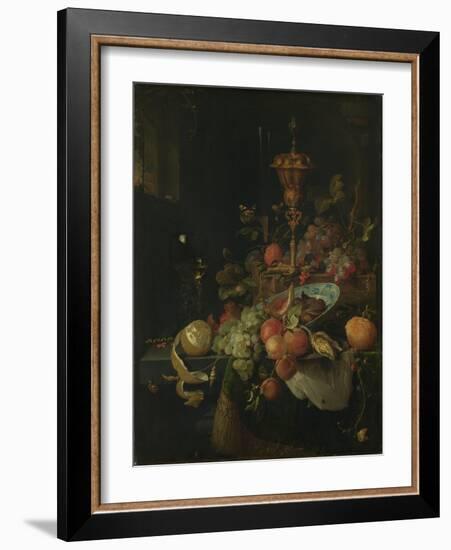 Still Life with Fruit and a Cup on Cocks Legs-Abraham Mignon-Framed Art Print