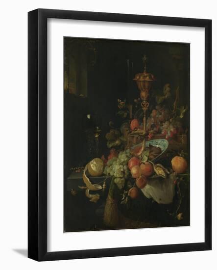 Still Life with Fruit and a Cup on Cocks Legs-Abraham Mignon-Framed Art Print