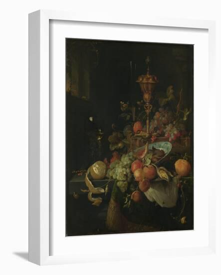 Still Life with Fruit and a Cup on Cocks Legs-Abraham Mignon-Framed Art Print