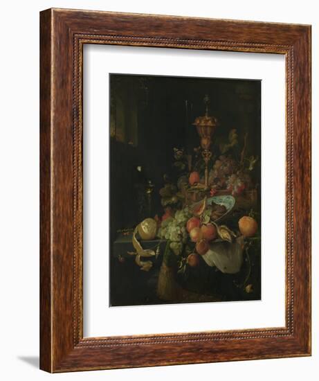 Still Life with Fruit and a Cup on Cocks Legs-Abraham Mignon-Framed Art Print