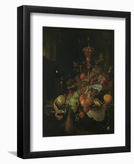 Still Life with Fruit and a Cup on Cocks Legs-Abraham Mignon-Framed Art Print