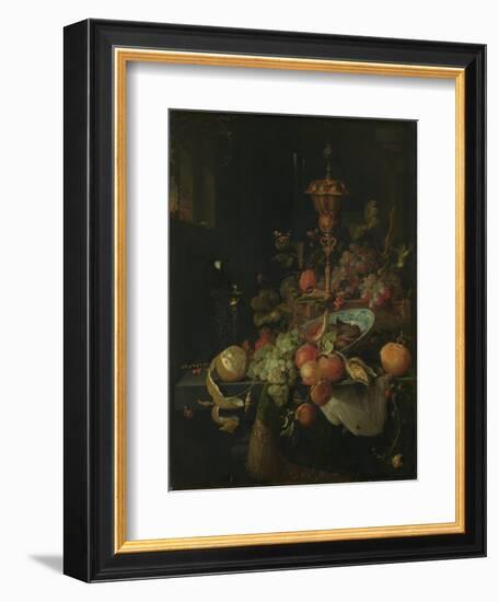 Still Life with Fruit and a Cup on Cocks Legs-Abraham Mignon-Framed Art Print