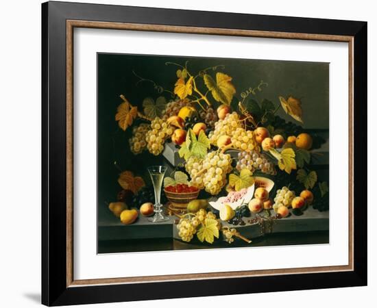 Still Life with Fruit and a Glass of Champagne-Severin Roesen-Framed Giclee Print