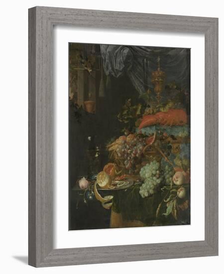 Still Life with Fruit and a Goldfinch-Abraham Mignon-Framed Art Print