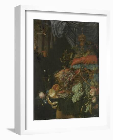 Still Life with Fruit and a Goldfinch-Abraham Mignon-Framed Art Print