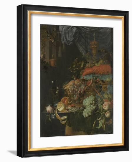 Still Life with Fruit and a Goldfinch-Abraham Mignon-Framed Art Print