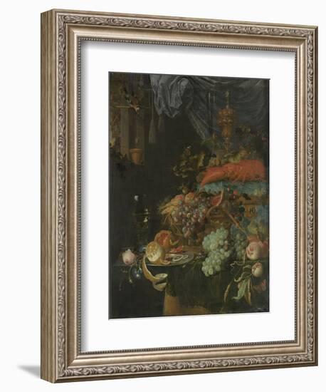 Still Life with Fruit and a Goldfinch-Abraham Mignon-Framed Art Print