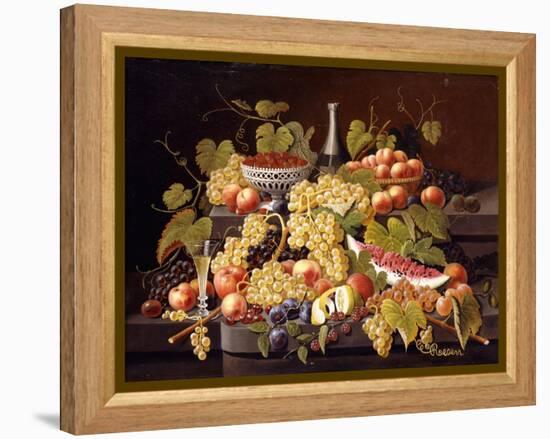 Still Life with Fruit and Champagne-Severin Roesen-Framed Premier Image Canvas