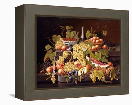 Still Life with Fruit and Champagne-Severin Roesen-Framed Premier Image Canvas