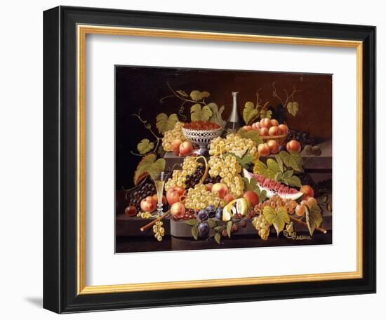 Still Life with Fruit and Champagne-Severin Roesen-Framed Giclee Print