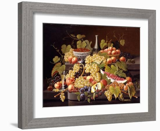 Still Life with Fruit and Champagne-Severin Roesen-Framed Giclee Print