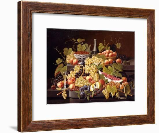Still Life with Fruit and Champagne-Severin Roesen-Framed Giclee Print