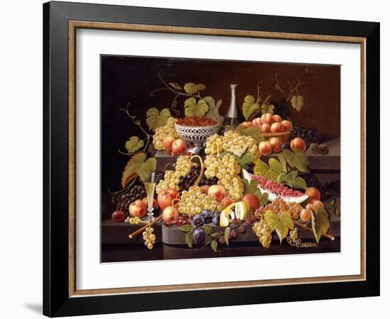 Still Life with Fruit and Champagne-Severin Roesen-Framed Giclee Print