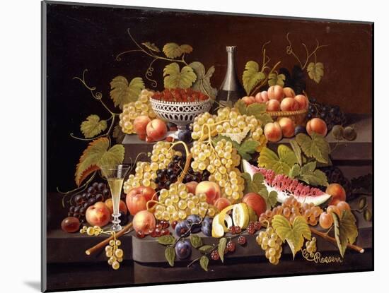 Still Life with Fruit and Champagne-Severin Roesen-Mounted Giclee Print