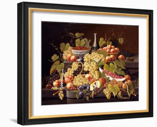 Still Life with Fruit and Champagne-Severin Roesen-Framed Giclee Print