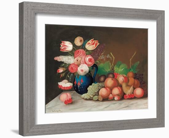 Still Life with Fruit and Flowers, C.1840-William Buelow Gould-Framed Giclee Print