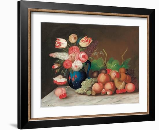 Still Life with Fruit and Flowers, C.1840-William Buelow Gould-Framed Giclee Print