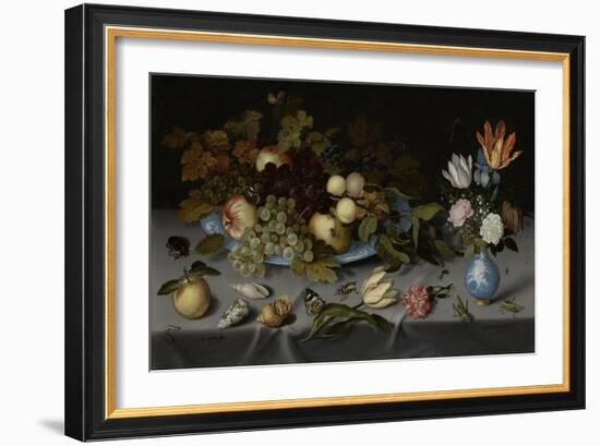 Still Life with Fruit and Flowers-Balthasar van der Ast-Framed Art Print