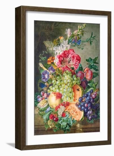 Still Life with Fruit and Flowers-Gerrit Van Leeuwen-Framed Giclee Print