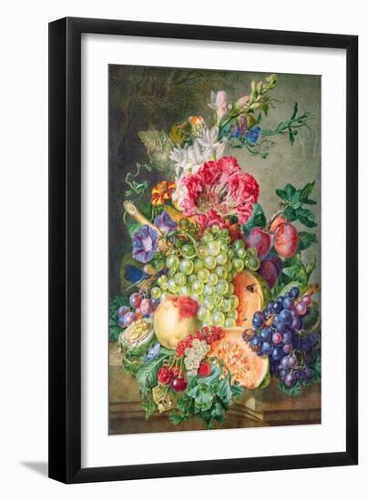 Still Life with Fruit and Flowers-Gerrit Van Leeuwen-Framed Giclee Print