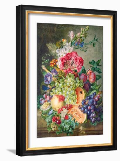 Still Life with Fruit and Flowers-Gerrit Van Leeuwen-Framed Giclee Print