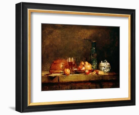 Still Life with Fruit and Glass of Olives-Jean-Baptiste Simeon Chardin-Framed Giclee Print