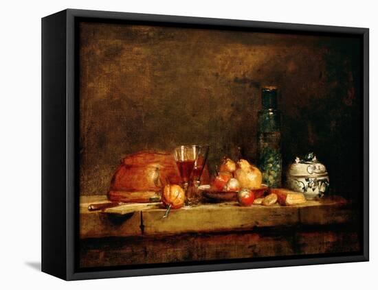 Still Life with Fruit and Glass of Olives-Jean-Baptiste Simeon Chardin-Framed Premier Image Canvas