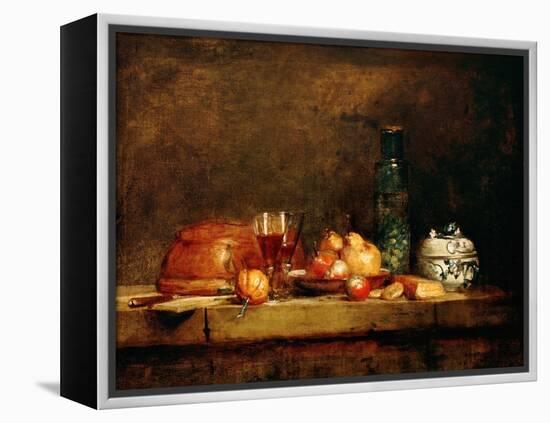 Still Life with Fruit and Glass of Olives-Jean-Baptiste Simeon Chardin-Framed Premier Image Canvas