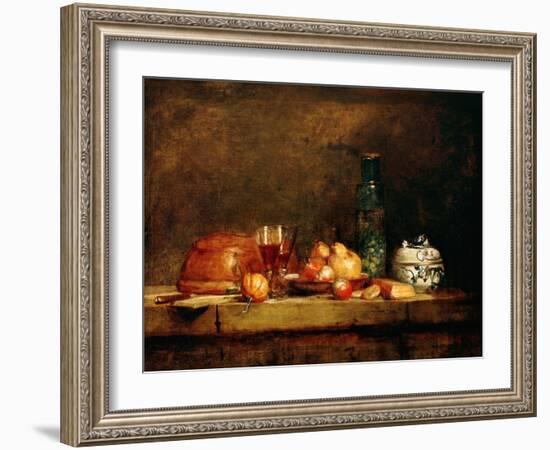 Still Life with Fruit and Glass of Olives-Jean-Baptiste Simeon Chardin-Framed Giclee Print