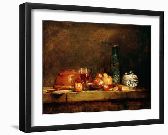 Still Life with Fruit and Glass of Olives-Jean-Baptiste Simeon Chardin-Framed Giclee Print