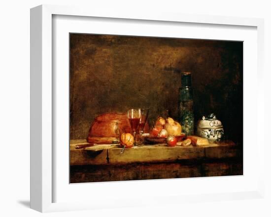 Still Life with Fruit and Glass of Olives-Jean-Baptiste Simeon Chardin-Framed Giclee Print