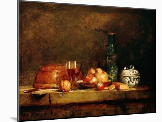 Still Life with Fruit and Glass of Olives-Jean-Baptiste Simeon Chardin-Mounted Giclee Print