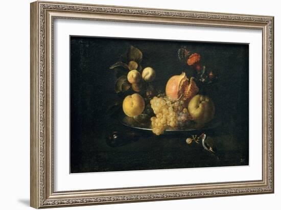 Still Life with Fruit and Goldfinch-Juan de Zurbarán-Framed Giclee Print