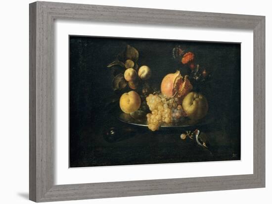 Still Life with Fruit and Goldfinch-Juan de Zurbarán-Framed Giclee Print