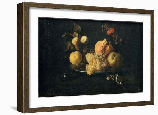 Still Life with Fruit and Goldfinch-Juan de Zurbarán-Framed Giclee Print