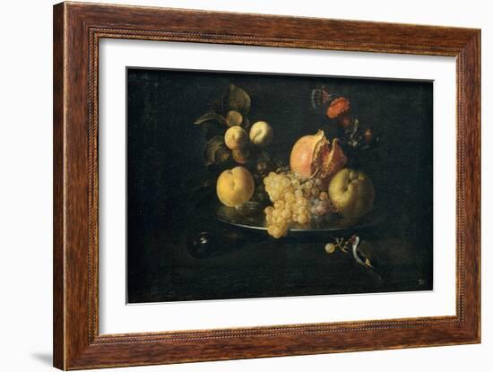 Still Life with Fruit and Goldfinch-Juan de Zurbarán-Framed Giclee Print