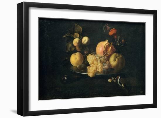 Still Life with Fruit and Goldfinch-Juan de Zurbarán-Framed Giclee Print