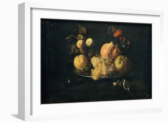 Still Life with Fruit and Goldfinch-Juan de Zurbarán-Framed Giclee Print