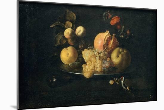 Still Life with Fruit and Goldfinch-Juan de Zurbarán-Mounted Giclee Print