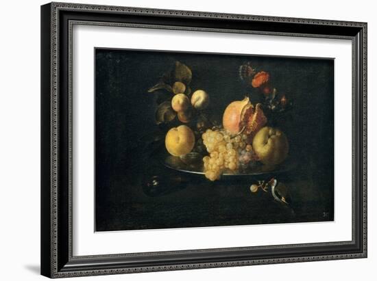 Still Life with Fruit and Goldfinch-Juan de Zurbarán-Framed Giclee Print