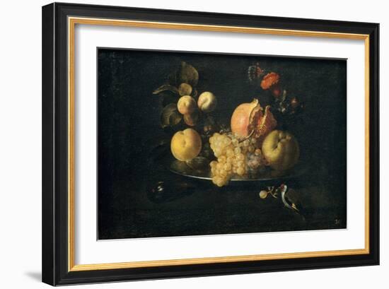 Still Life with Fruit and Goldfinch-Juan de Zurbarán-Framed Giclee Print