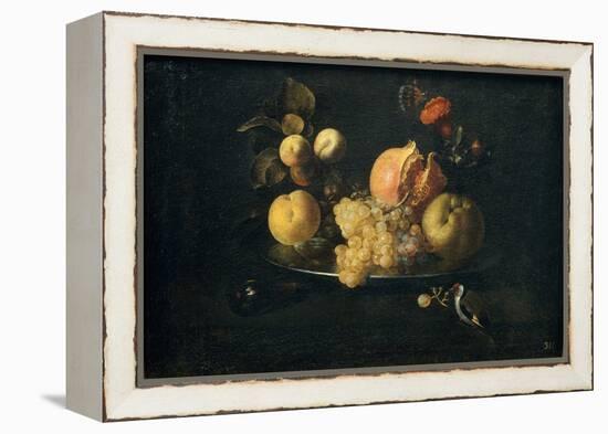 Still Life with Fruit and Goldfinch-Juan de Zurbarán-Framed Premier Image Canvas