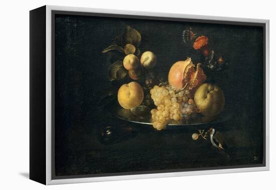 Still Life with Fruit and Goldfinch-Juan de Zurbarán-Framed Premier Image Canvas