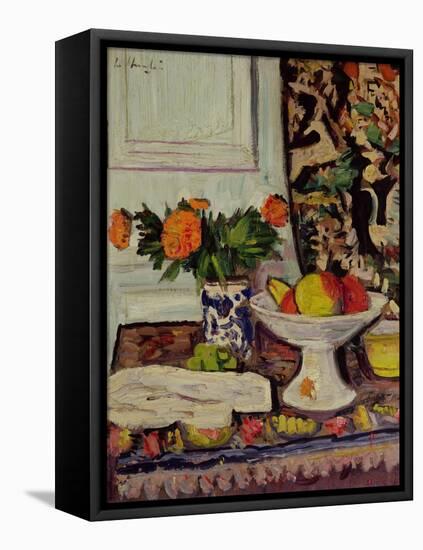 Still Life with Fruit and Marigolds in a Chinese Vase, c.1928-George Leslie Hunter-Framed Premier Image Canvas