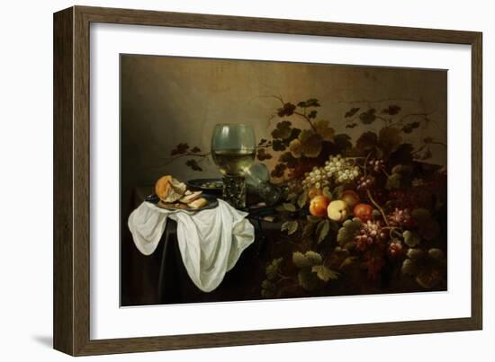 Still Life with Fruit and Roemer - Peinture De Pieter Claesz (C. 1597-1660) - 1644 - Oil on Canvas-Pieter Claesz-Framed Giclee Print