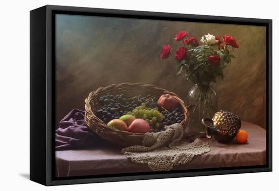 Still Life With Fruit and Roses-Ustinagreen-Framed Premier Image Canvas
