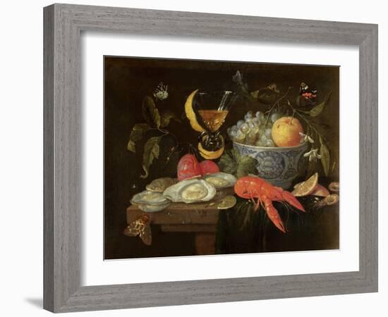 Still Life with Fruit and Shell Fish, 1653-Jan Van, The Elder Kessel-Framed Giclee Print